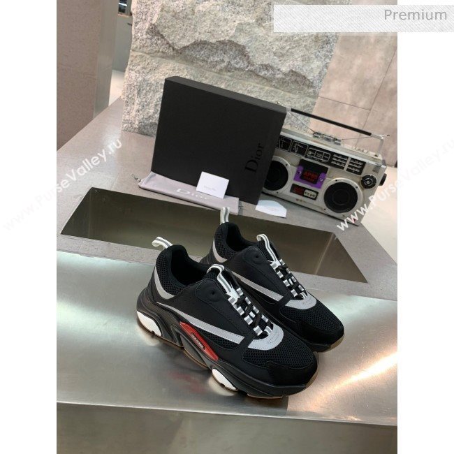 Dior B22 Sneaker in Calfskin And Technical Mesh Black/Silver 2020 (MD-20061330)