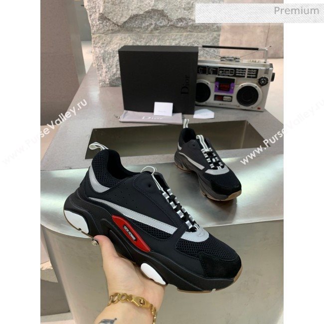Dior B22 Sneaker in Calfskin And Technical Mesh Black/Silver 2020 (MD-20061330)