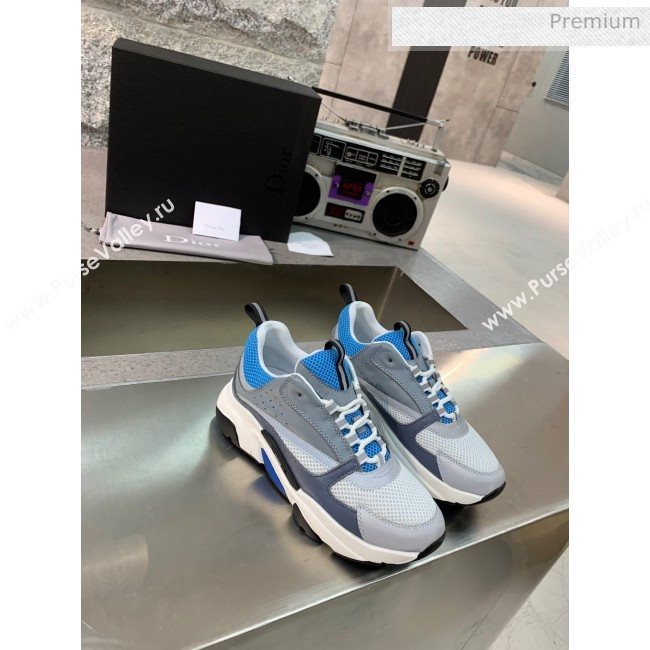 Dior B22 Sneaker in Calfskin And Technical Mesh Dark Gery/Blue/Grey 2020 (MD-20061331)