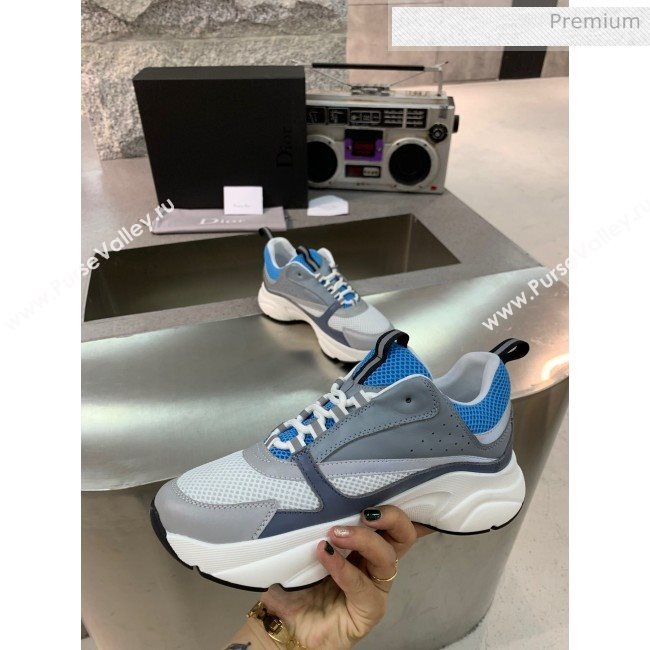 Dior B22 Sneaker in Calfskin And Technical Mesh Dark Gery/Blue/Grey 2020 (MD-20061331)