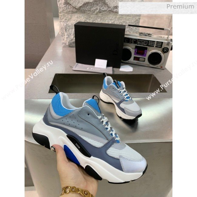 Dior B22 Sneaker in Calfskin And Technical Mesh Dark Gery/Blue/Grey 2020 (MD-20061331)