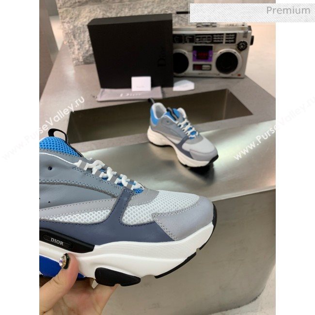 Dior B22 Sneaker in Calfskin And Technical Mesh Dark Gery/Blue/Grey 2020 (MD-20061331)