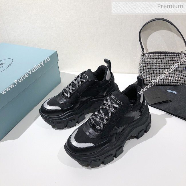 Prada Block Sneakers Black/Silver 2020 (MD-020061507)