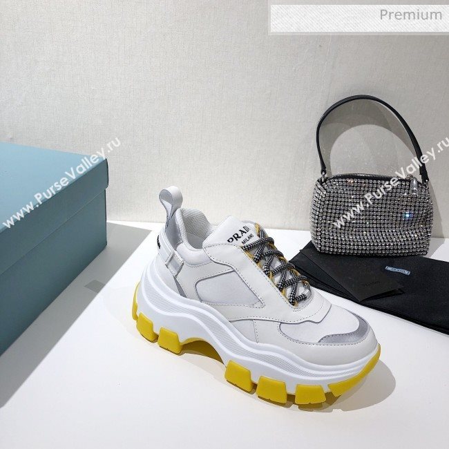 Prada Block Sneakers White/Silver/Yellow 2020 (MD-20061509)