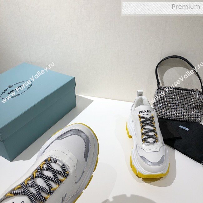 Prada Block Sneakers White/Silver/Yellow 2020 (MD-20061509)