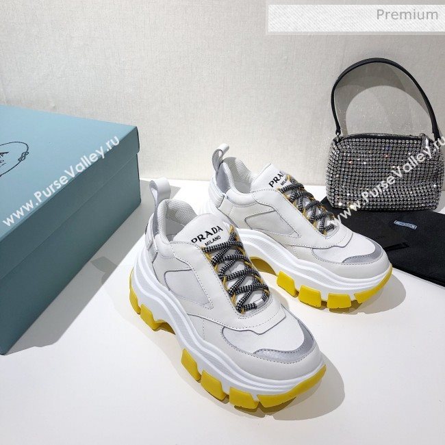 Prada Block Sneakers White/Silver/Yellow 2020 (MD-20061509)