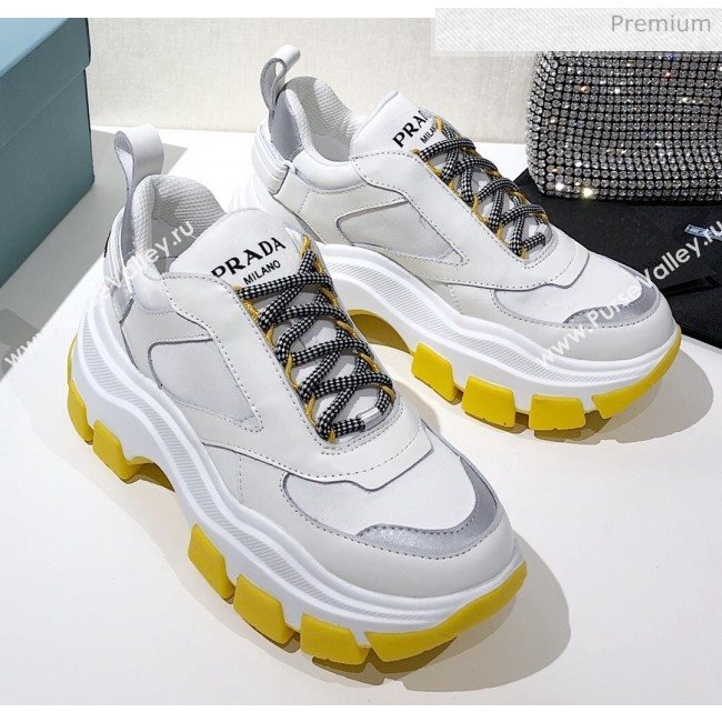 Prada Block Sneakers White/Silver/Yellow 2020 (MD-20061509)