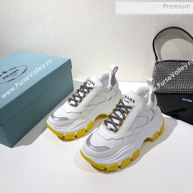 Prada Block Sneakers White/Silver/Yellow 2020 (MD-20061509)