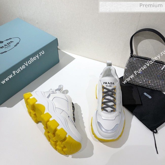 Prada Block Sneakers White/Silver/Yellow 2020 (MD-20061509)