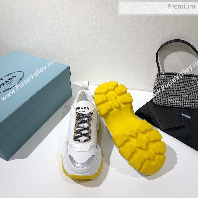 Prada Block Sneakers White/Silver/Yellow 2020 (MD-20061509)