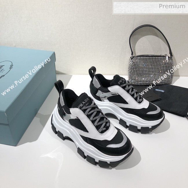 Prada Block Sneakers Black/Silver/White 2020 (MD-20061510)