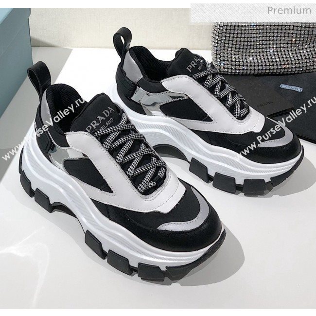 Prada Block Sneakers Black/Silver/White 2020 (MD-20061510)