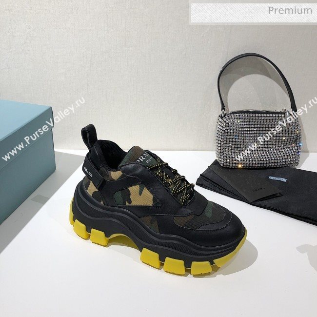 Prada Block Sneakers Black/Camouflage/Yellow 2020 (MD-20061508)