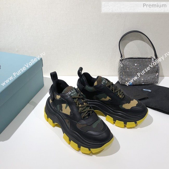 Prada Block Sneakers Black/Camouflage/Yellow 2020 (MD-20061508)