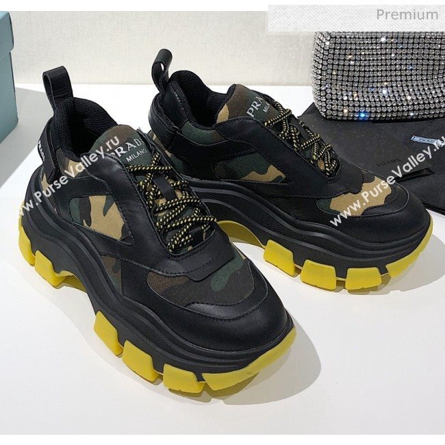 Prada Block Sneakers Black/Camouflage/Yellow 2020 (MD-20061508)
