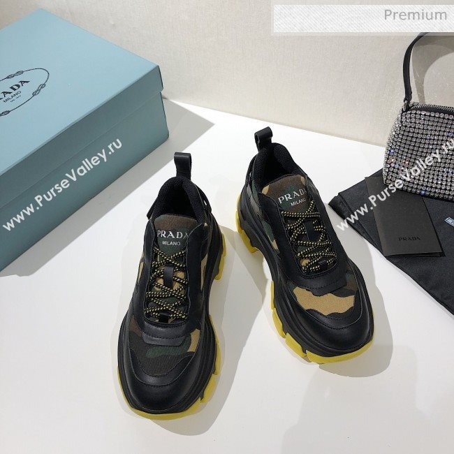 Prada Block Sneakers Black/Camouflage/Yellow 2020 (MD-20061508)