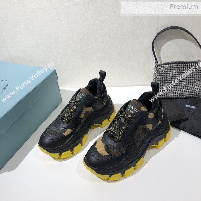 Prada Block Sneakers Black/Camouflage/Yellow 2020 (MD-20061508)