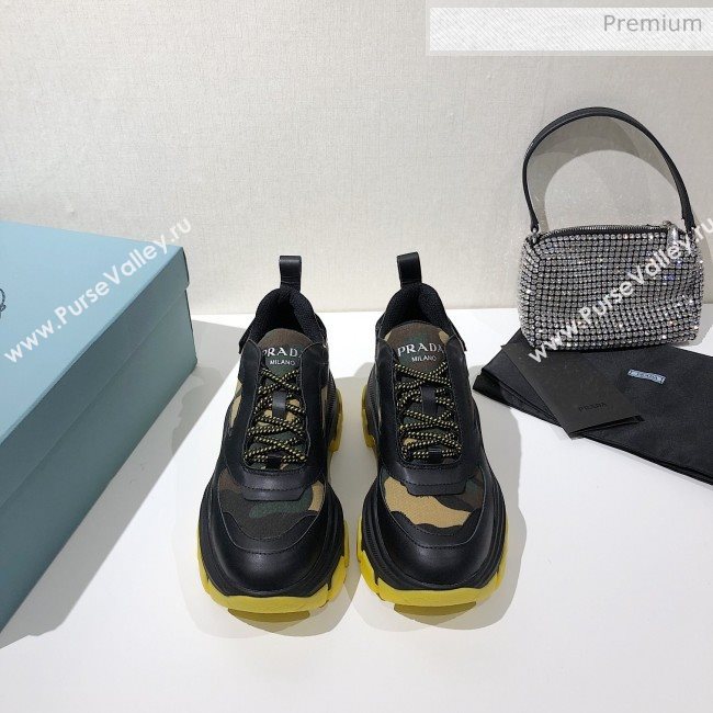 Prada Block Sneakers Black/Camouflage/Yellow 2020 (MD-20061508)