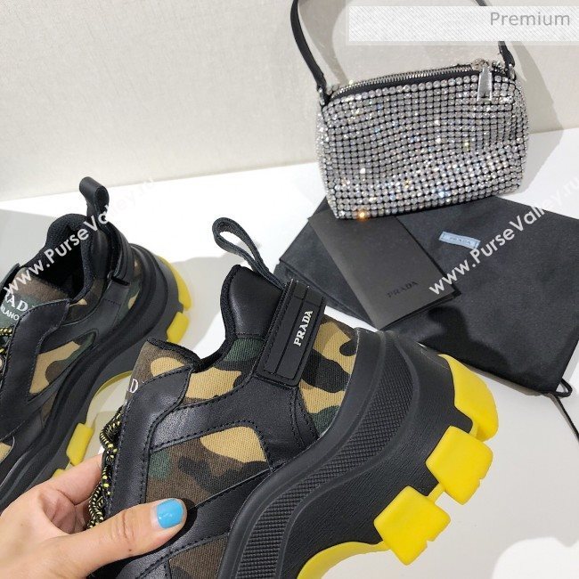 Prada Block Sneakers Black/Camouflage/Yellow 2020 (MD-20061508)