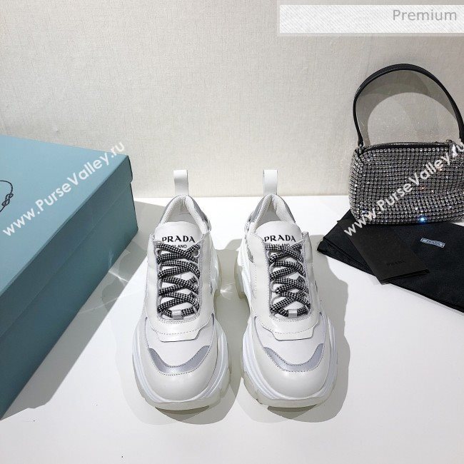 Prada Block Sneakers White/Silver 2020 (MD-20061511)