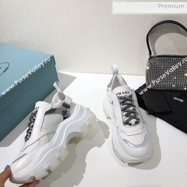 Prada Block Sneakers White/Silver 2020 (MD-20061511)