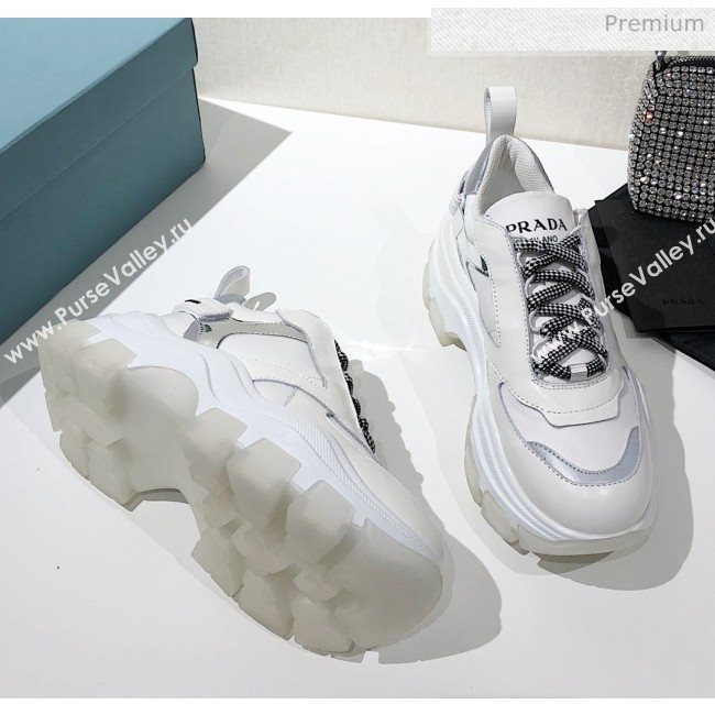 Prada Block Sneakers White/Silver 2020 (MD-20061511)