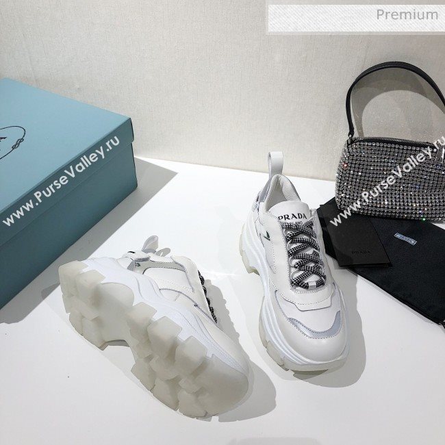 Prada Block Sneakers White/Silver 2020 (MD-20061511)