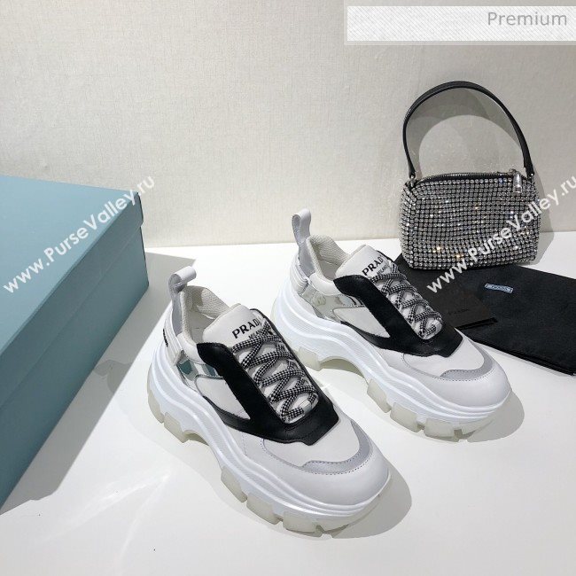 Prada Block Sneakers White/Black/Silver 2020 (MD-20061512)