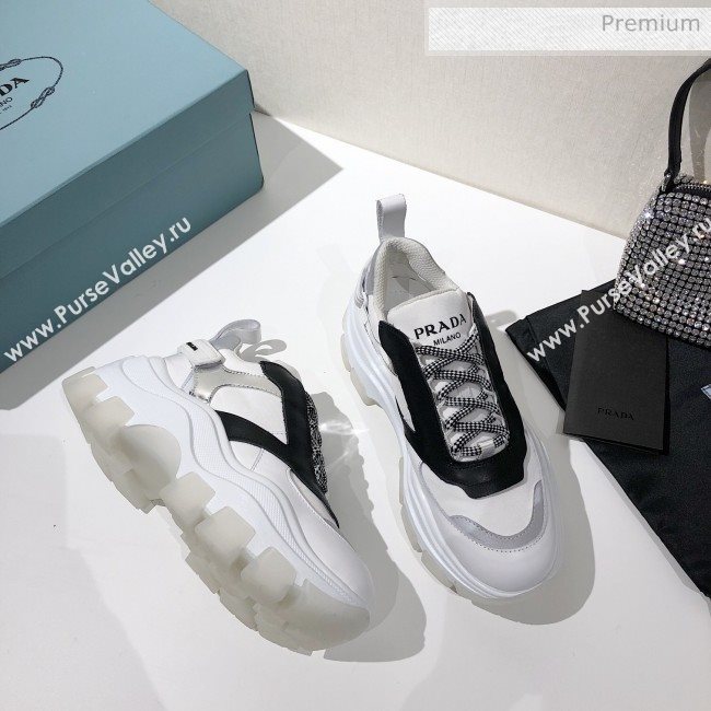 Prada Block Sneakers White/Black/Silver 2020 (MD-20061512)