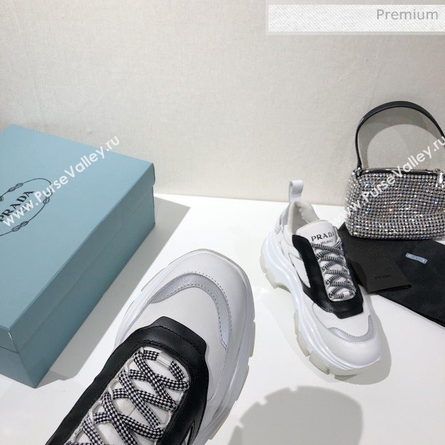 Prada Block Sneakers White/Black/Silver 2020 (MD-20061512)