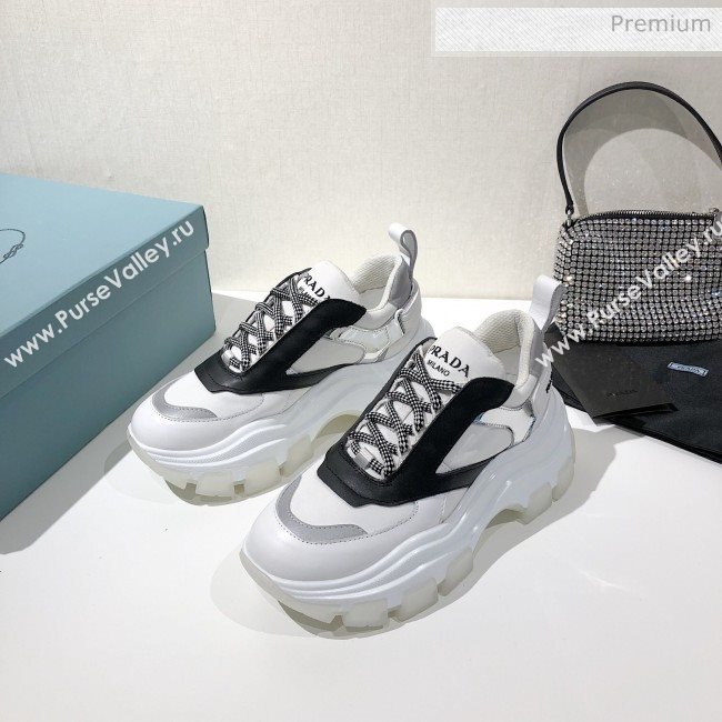 Prada Block Sneakers White/Black/Silver 2020 (MD-20061512)