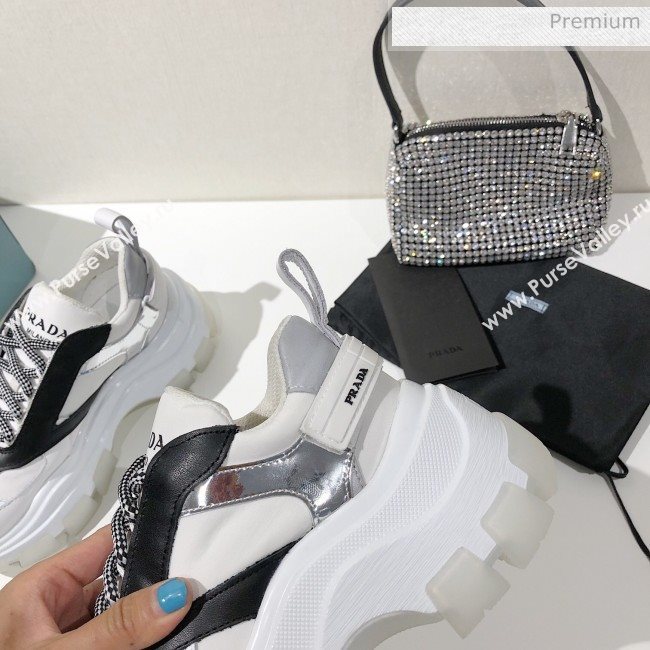 Prada Block Sneakers White/Black/Silver 2020 (MD-20061512)