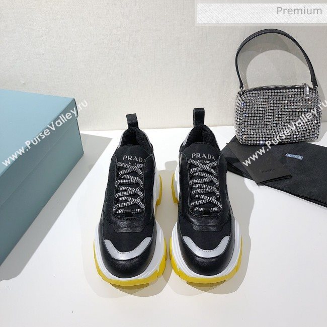 Prada Block Sneakers Black/Silver/Yellow 2020 (MD-20061513)