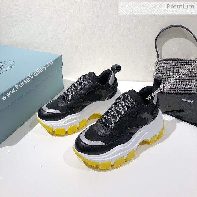 Prada Block Sneakers Black/Silver/Yellow 2020 (MD-20061513)