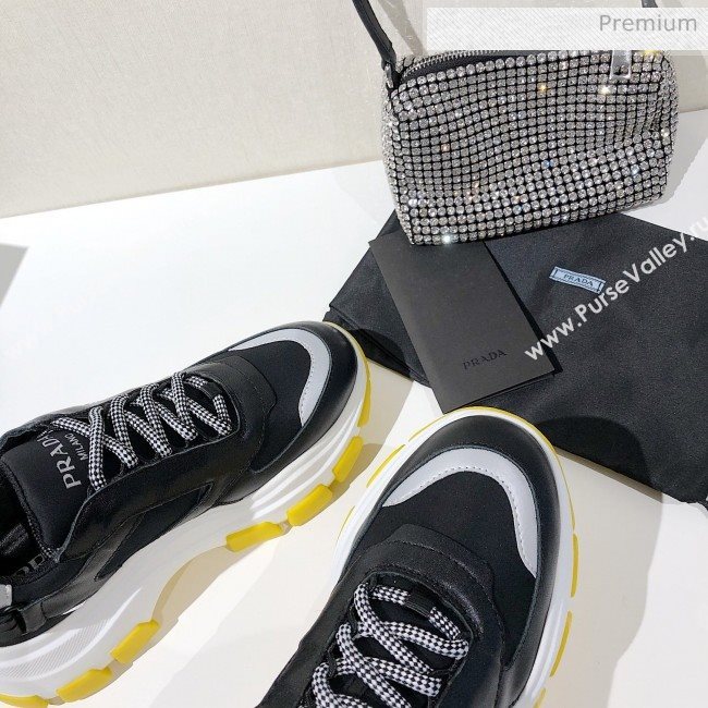 Prada Block Sneakers Black/Silver/Yellow 2020 (MD-20061513)