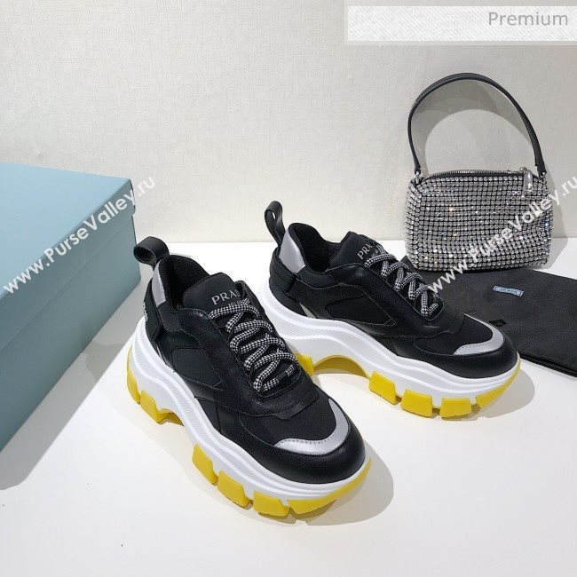 Prada Block Sneakers Black/Silver/Yellow 2020 (MD-20061513)