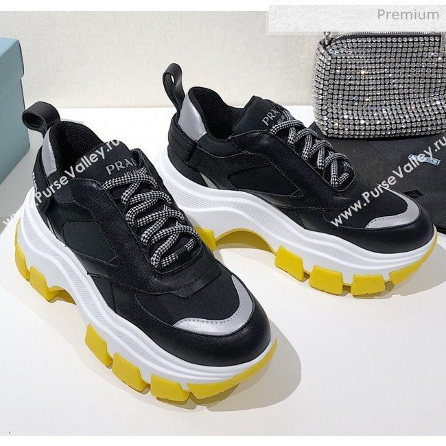 Prada Block Sneakers Black/Silver/Yellow 2020 (MD-20061513)