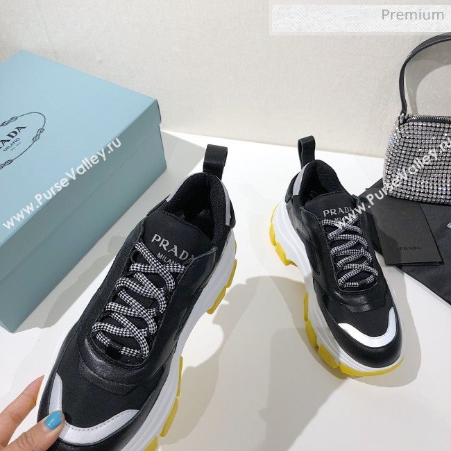 Prada Block Sneakers Black/Silver/Yellow 2020 (MD-20061513)