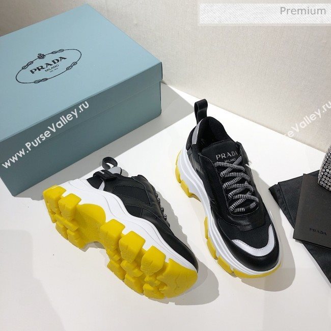 Prada Block Sneakers Black/Silver/Yellow 2020 (MD-20061513)
