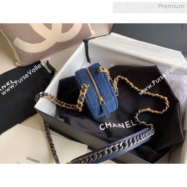 Chanel Maxi-Quilted Denim Round Clutch with Chain Blue 2020 (JY-20061601)