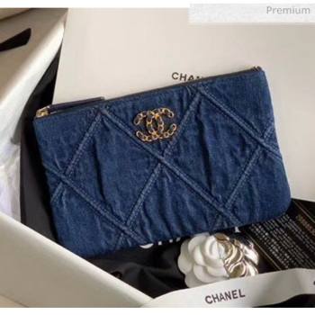 Chanel Maxi-Quilted Denim Small Clutch Pouch Bag Blue 2020 (JY-20061602)