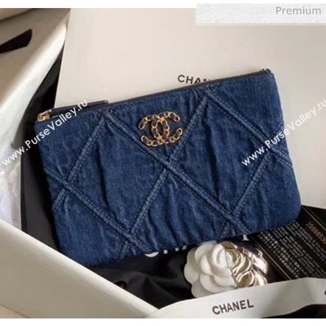 Chanel Maxi-Quilted Denim Small Clutch Pouch Bag Blue 2020 (JY-20061602)