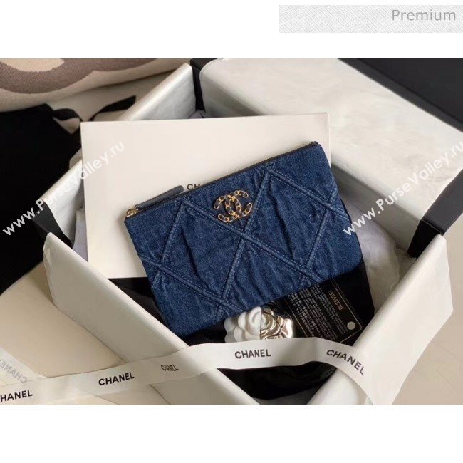 Chanel Maxi-Quilted Denim Small Clutch Pouch Bag Blue 2020 (JY-20061602)