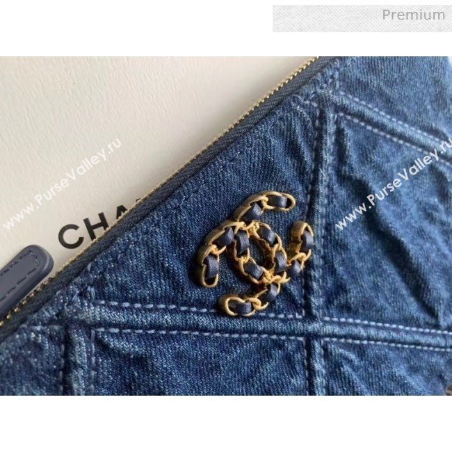 Chanel Maxi-Quilted Denim Small Clutch Pouch Bag Blue 2020 (JY-20061602)