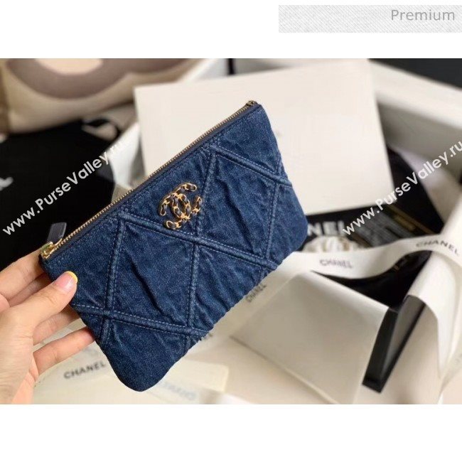 Chanel Maxi-Quilted Denim Small Clutch Pouch Bag Blue 2020 (JY-20061602)