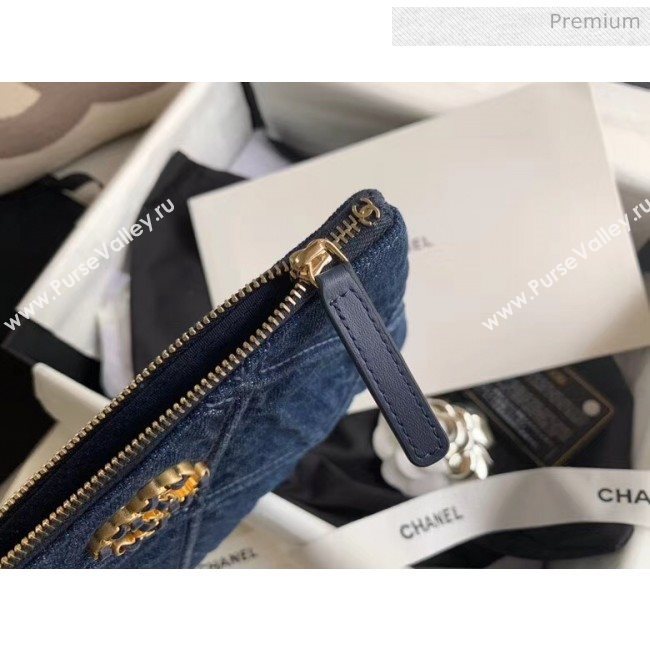 Chanel Maxi-Quilted Denim Small Clutch Pouch Bag Blue 2020 (JY-20061602)