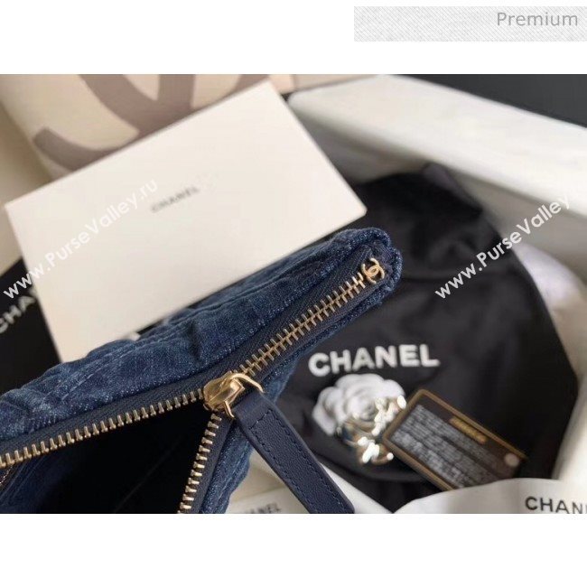 Chanel Maxi-Quilted Denim Medium Clutch Pouch Bag Blue 2020 (JY-20061603)