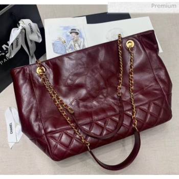 Chanel Quilted Waxy Calfskin Shopping Bag Burgundy 2020 (JY-20061518)