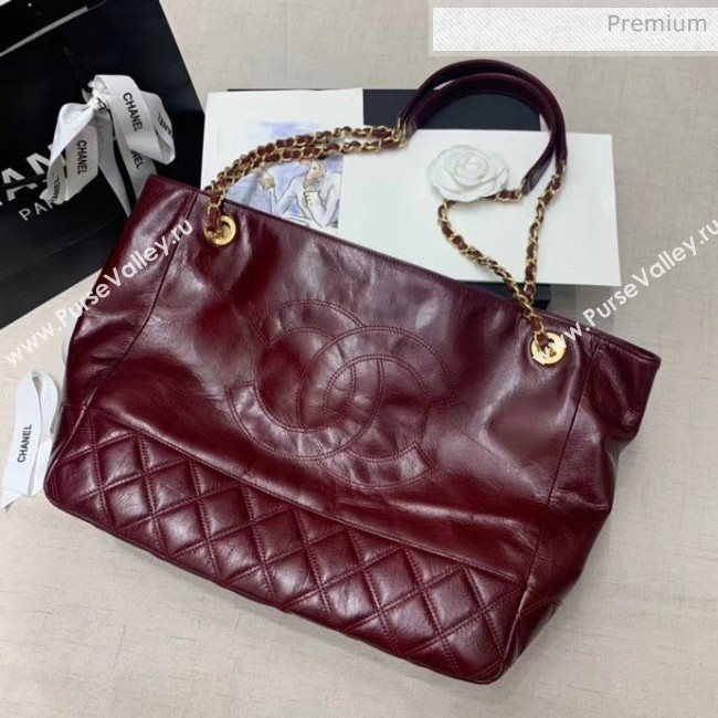 Chanel Quilted Waxy Calfskin Shopping Bag Burgundy 2020 (JY-20061518)