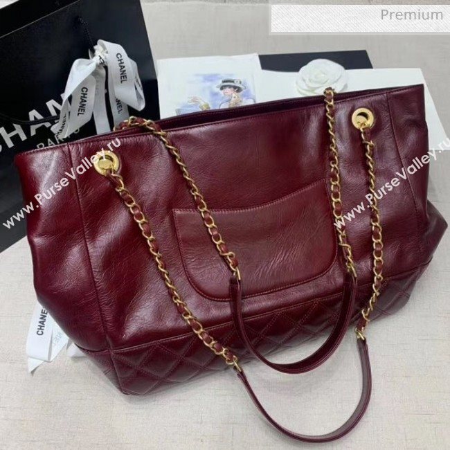 Chanel Quilted Waxy Calfskin Shopping Bag Burgundy 2020 (JY-20061518)